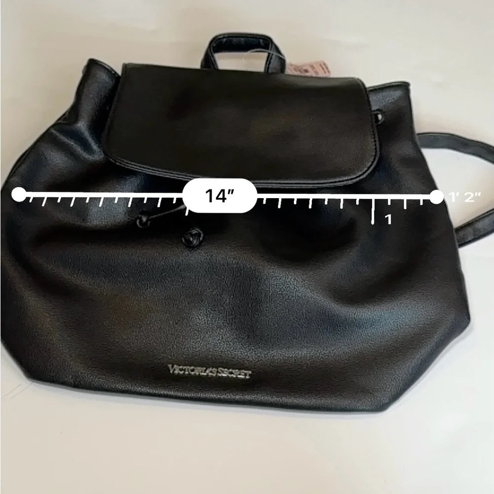 VS Black Faux Leather Backpack Carryall NWT - Picture 6 of 8